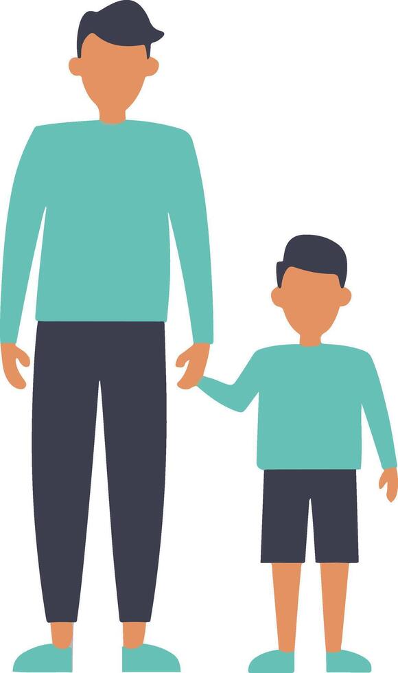 Flat design father and son silhouette vector