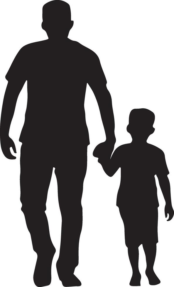 plano diseño padre y hijo silueta vector