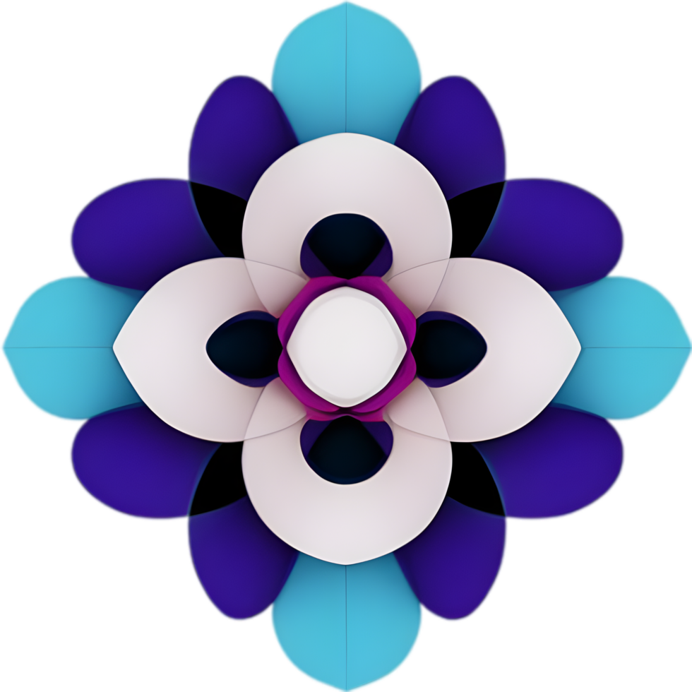 Geometric bloom. A vibrant flower constructed from overlapping geometric shapes. AI-Generated. png