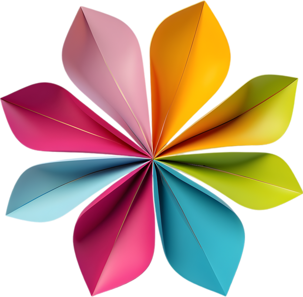 Geometric bloom. A vibrant flower constructed from overlapping geometric shapes. AI-Generated. png