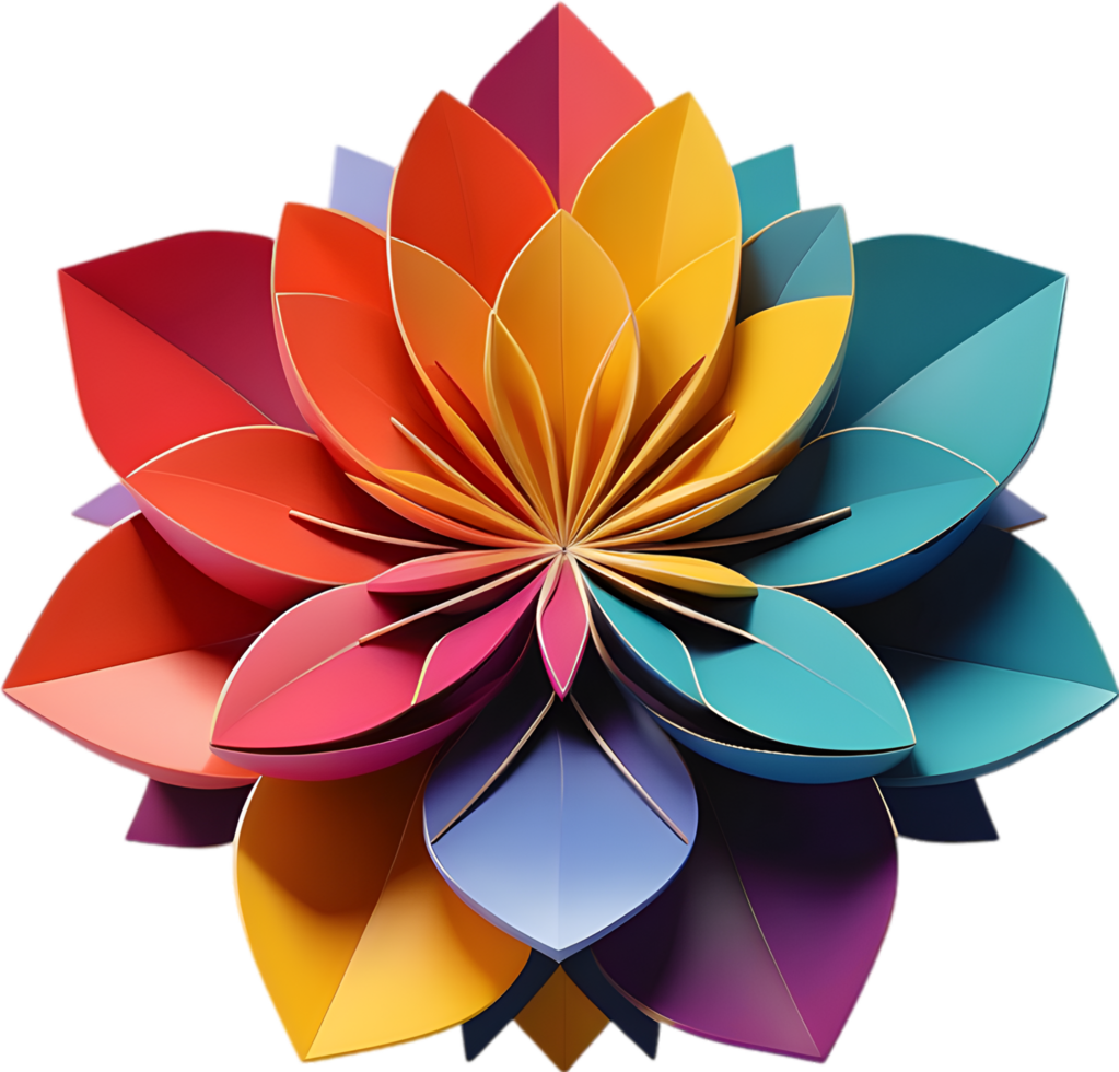 geometrisk blomma. en vibrerande blomma konstruerad från överlappande geometrisk former. ai-genererad. png