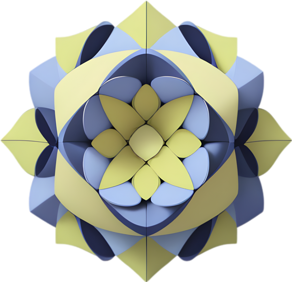 Geometric bloom. A vibrant flower constructed from overlapping geometric shapes. AI-Generated. png