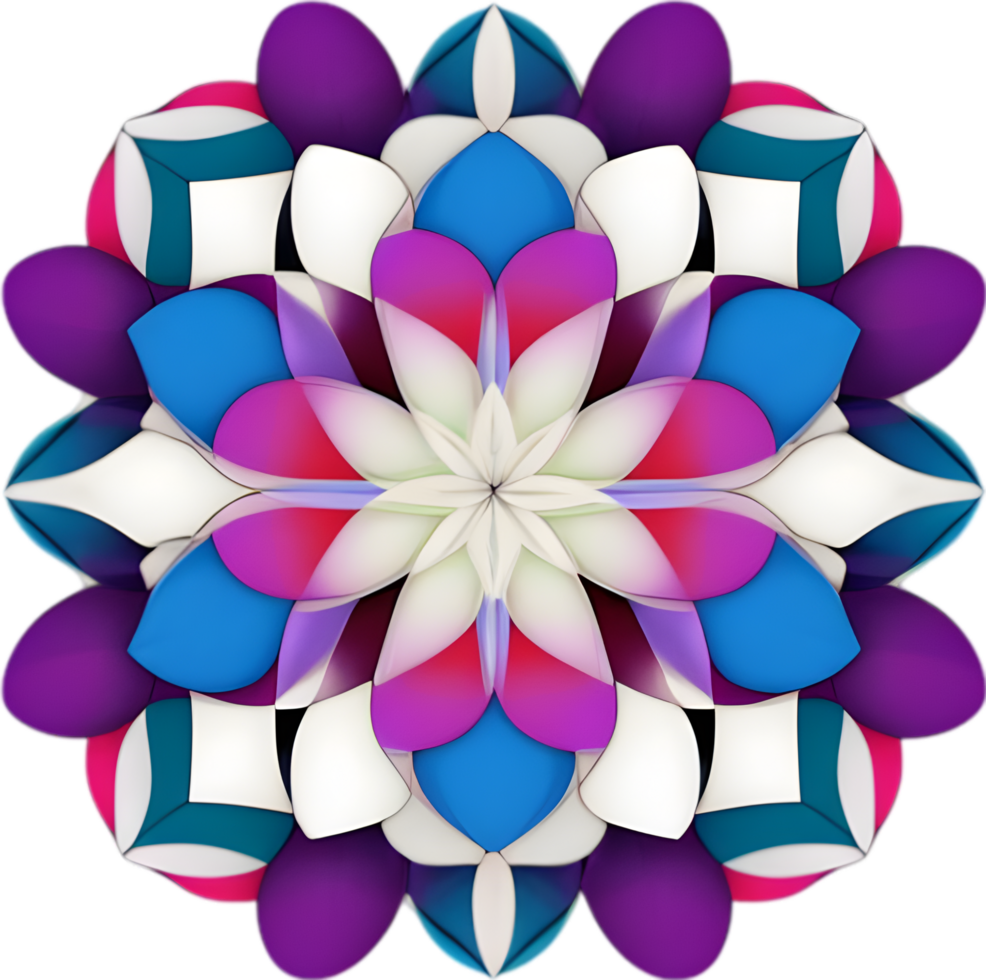 Geometric bloom. A vibrant flower constructed from overlapping geometric shapes. AI-Generated. png