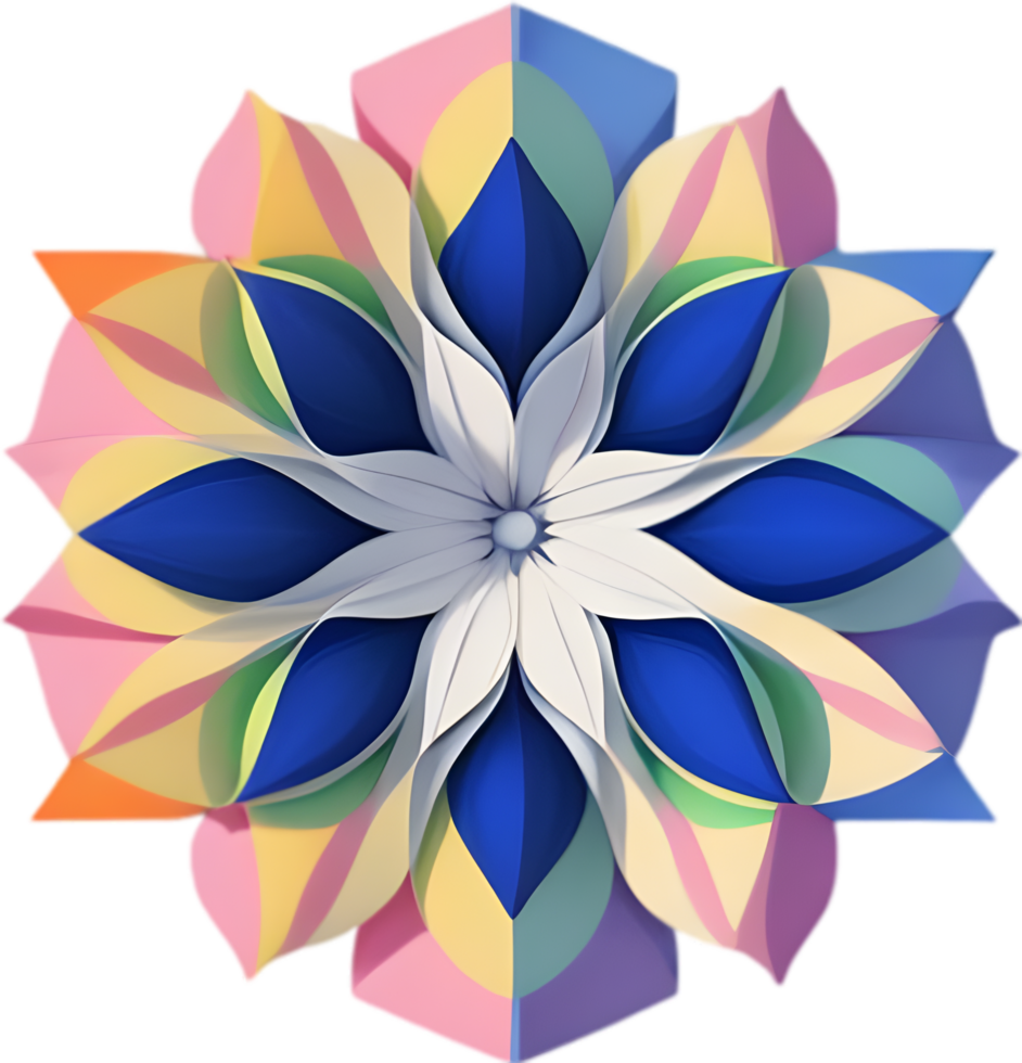 Geometric bloom. A vibrant flower constructed from overlapping geometric shapes. AI-Generated. png