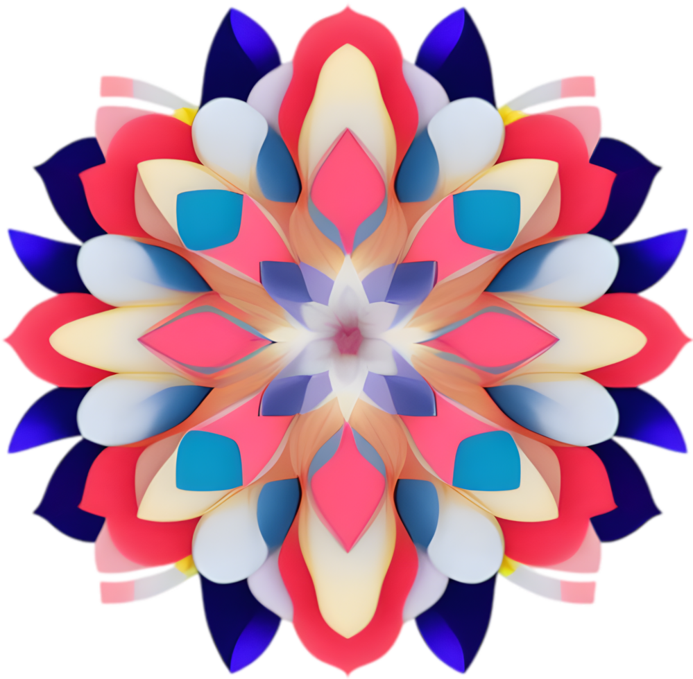 Geometric bloom. A vibrant flower constructed from overlapping geometric shapes. AI-Generated. png