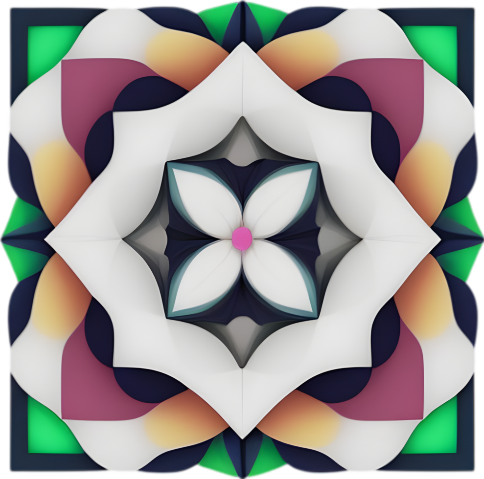 Geometric bloom. A vibrant flower constructed from overlapping geometric shapes. AI-Generated. png