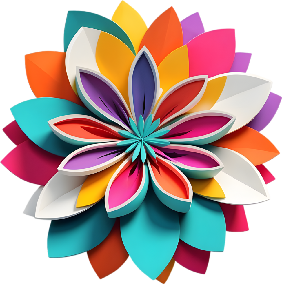 Geometric bloom. A vibrant flower constructed from overlapping geometric shapes. AI-Generated. png