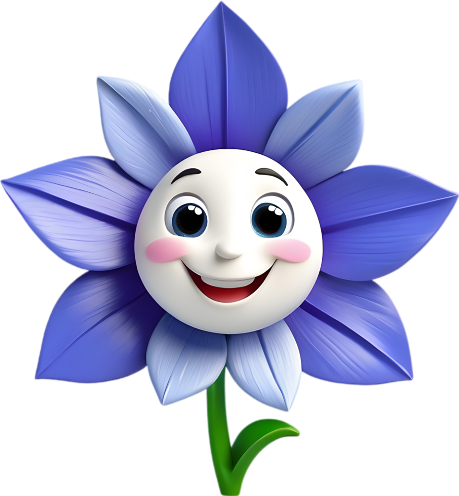 Cute bellflower with a happy face. Ai-generated. png