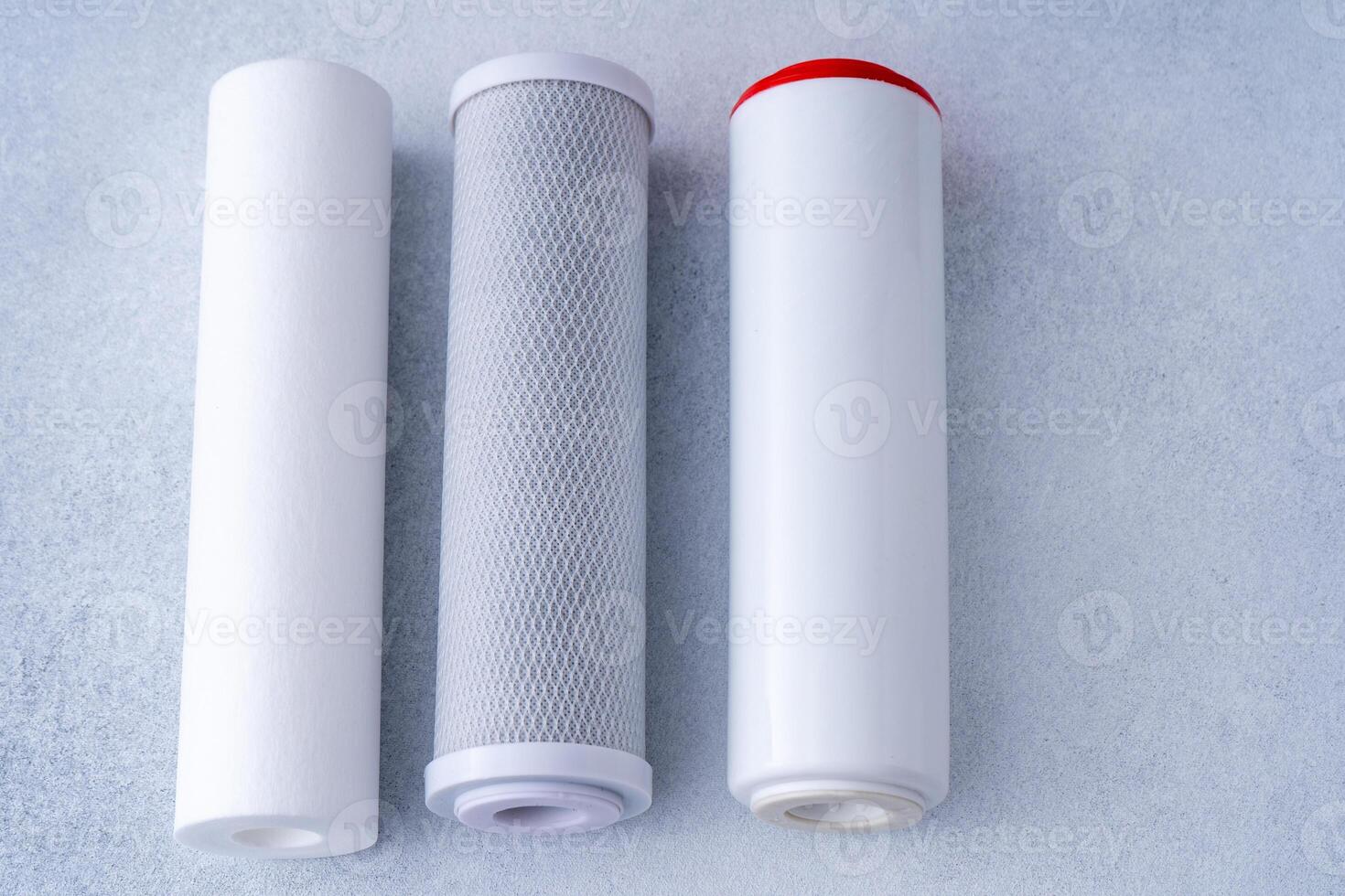 Water filters. Carbon and mechanical filter for home. photo