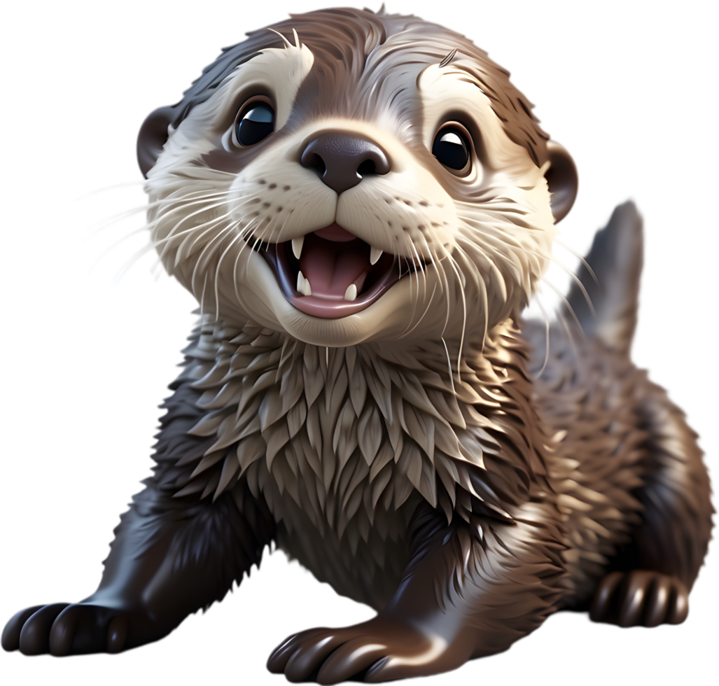 A playful otter pup . Ai-generated. png