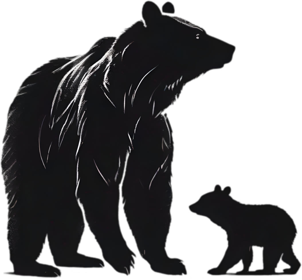 A drawing of a ferocious bear with her cub. Ai-Generated. png