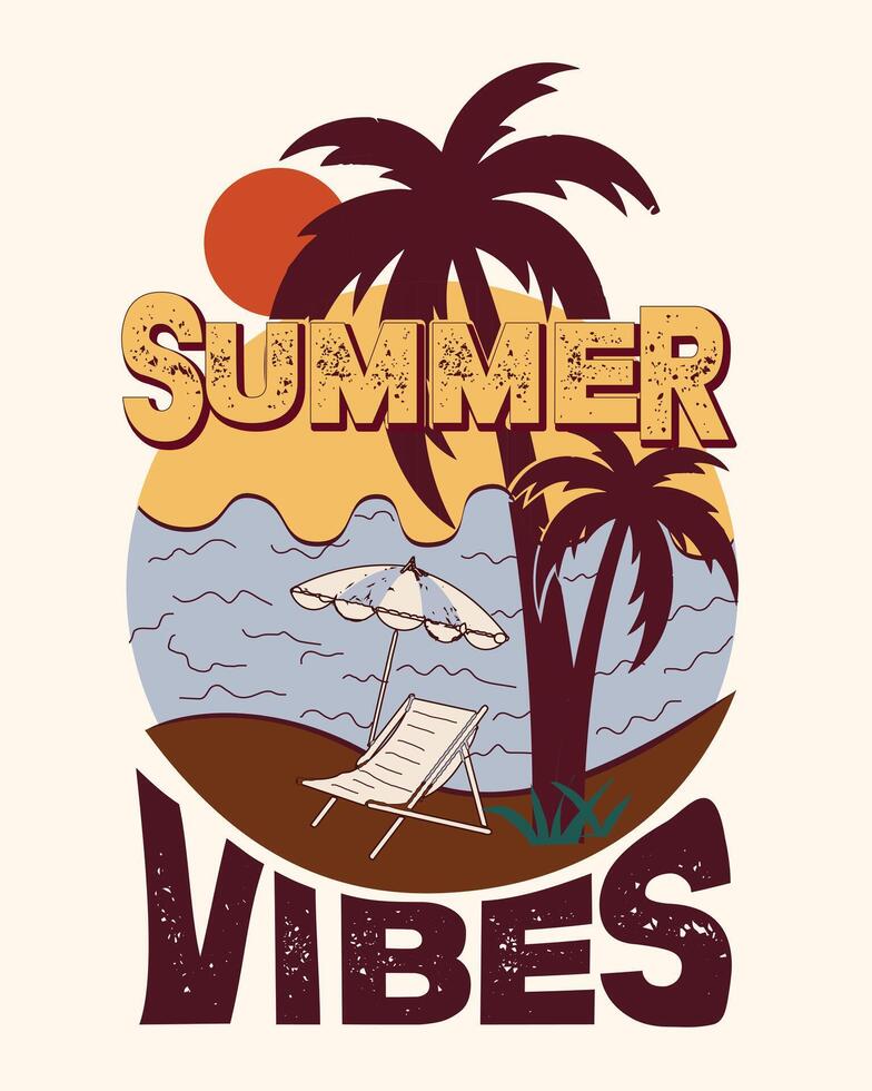 Summer vibes, Summer t-shirt design vector