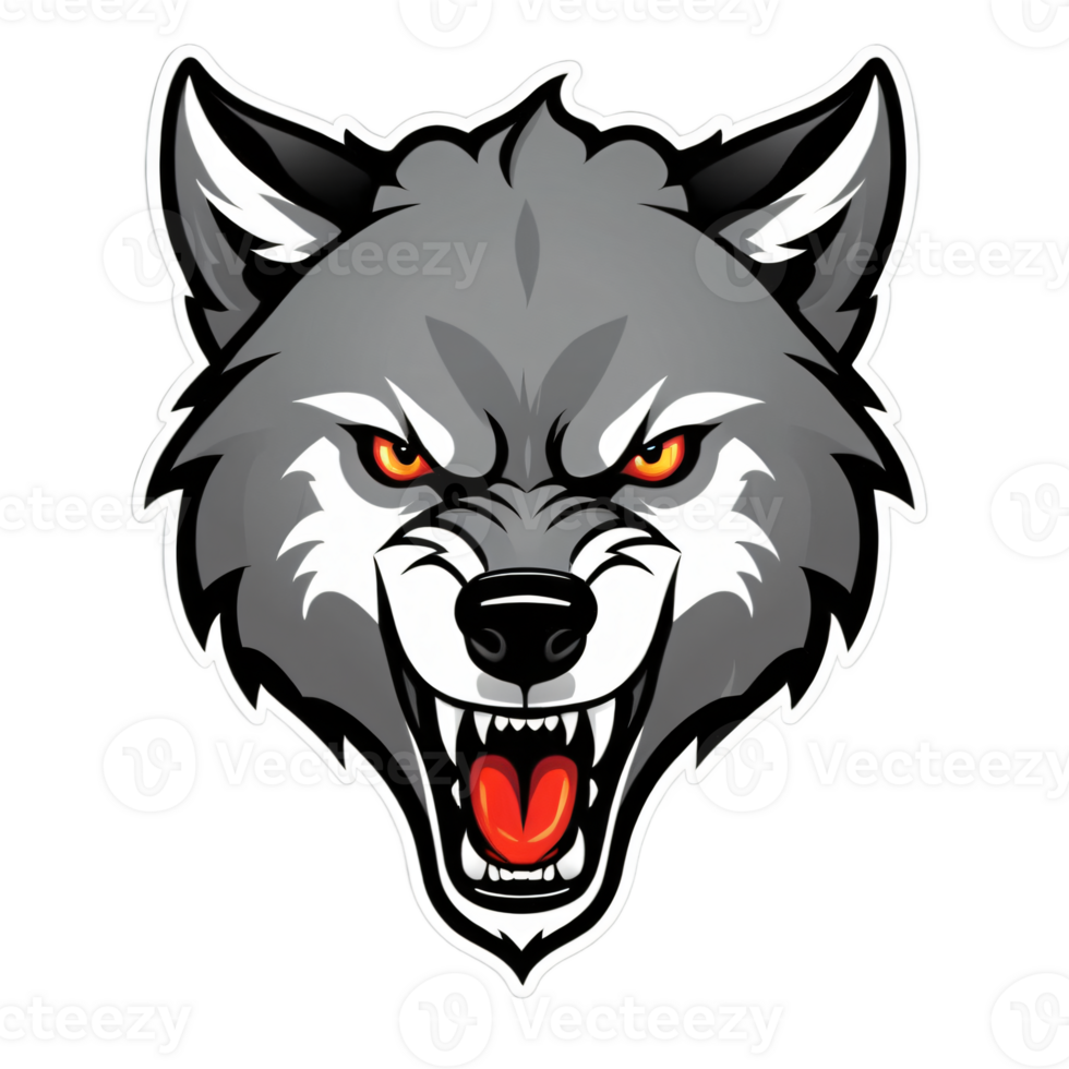 verzameling van boos wolf hoofd logo ontwerpen geïsoleerd png