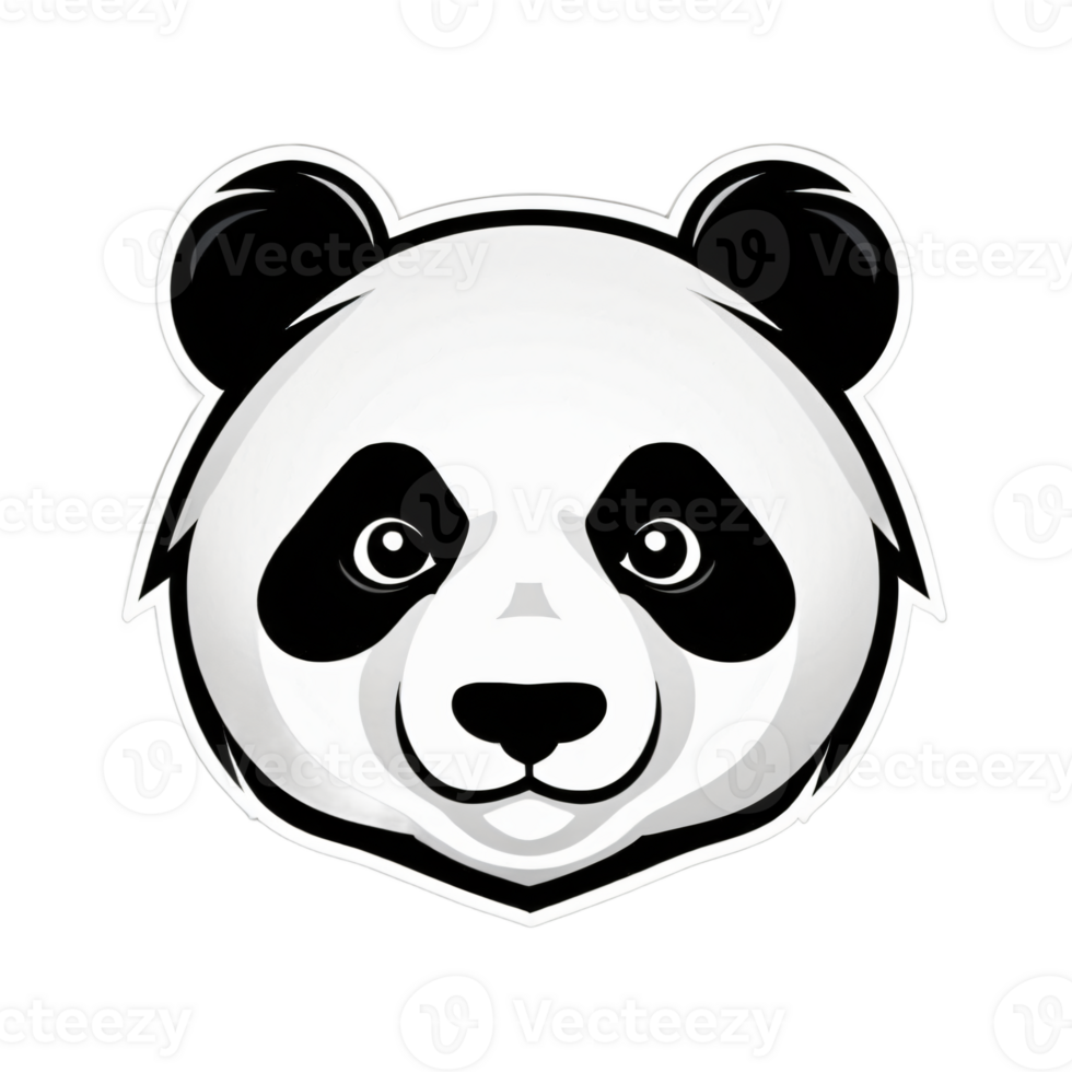 collection de Panda tête logo dessins isolé png