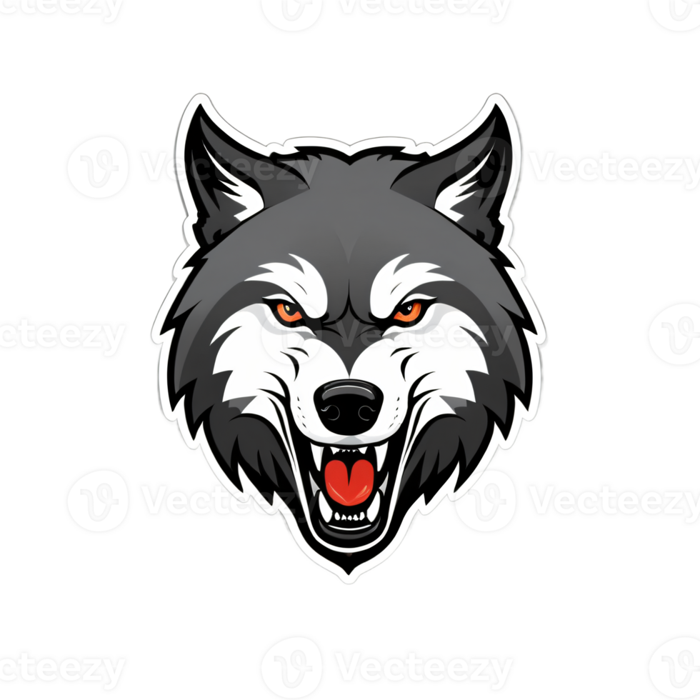 Collection of Angry Wolf Head Logo Designs Isolated png