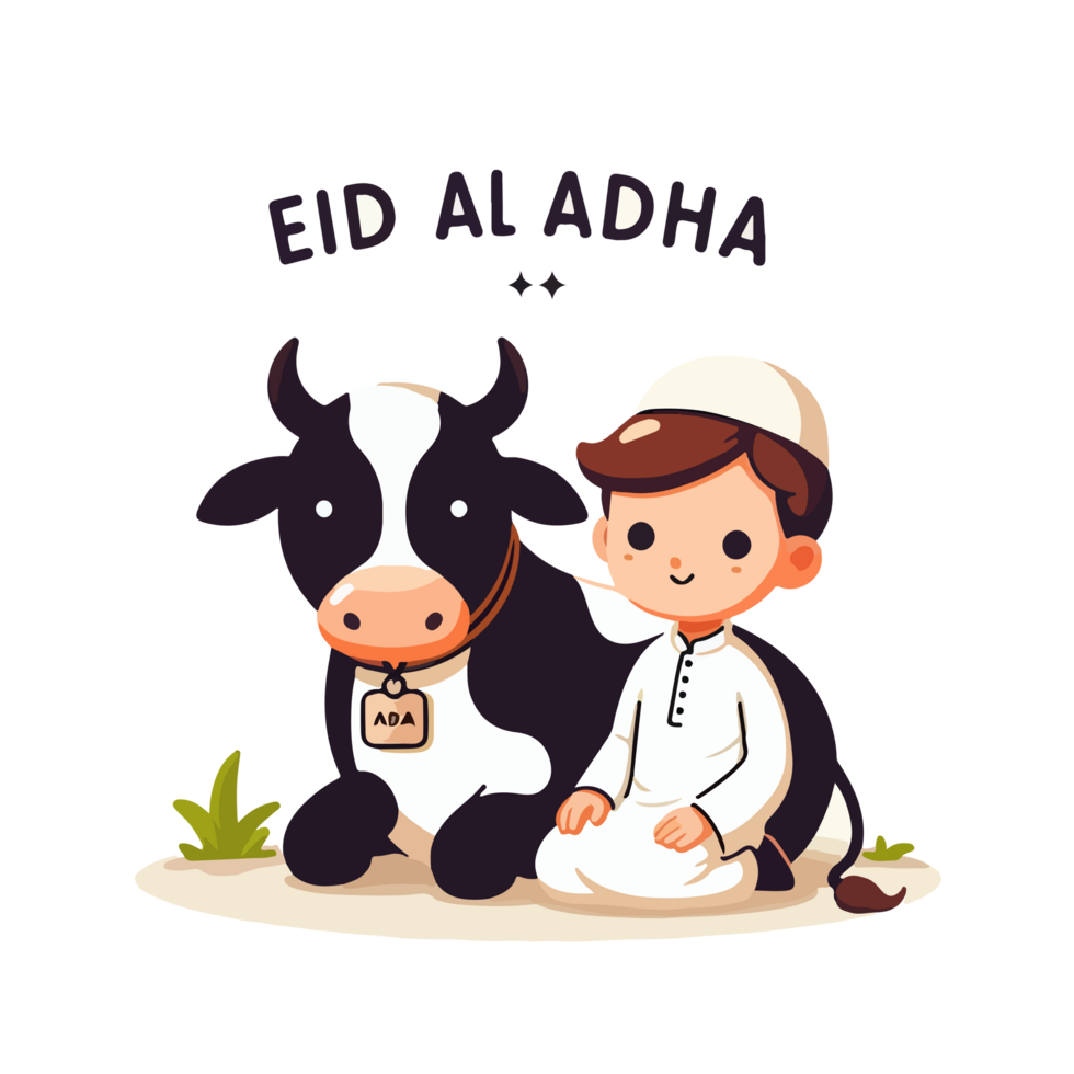 cartoon muslim Eid al adha on transparent background png
