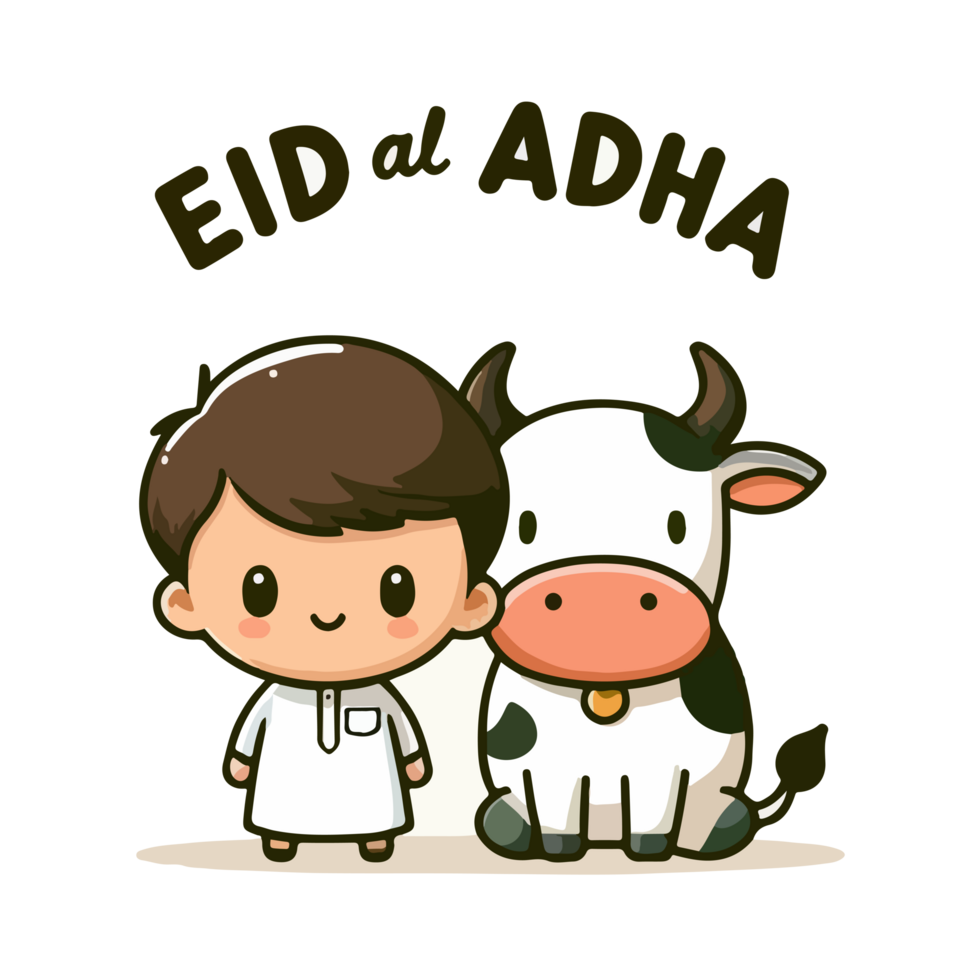 cartoon muslim Eid al adha on transparent background png