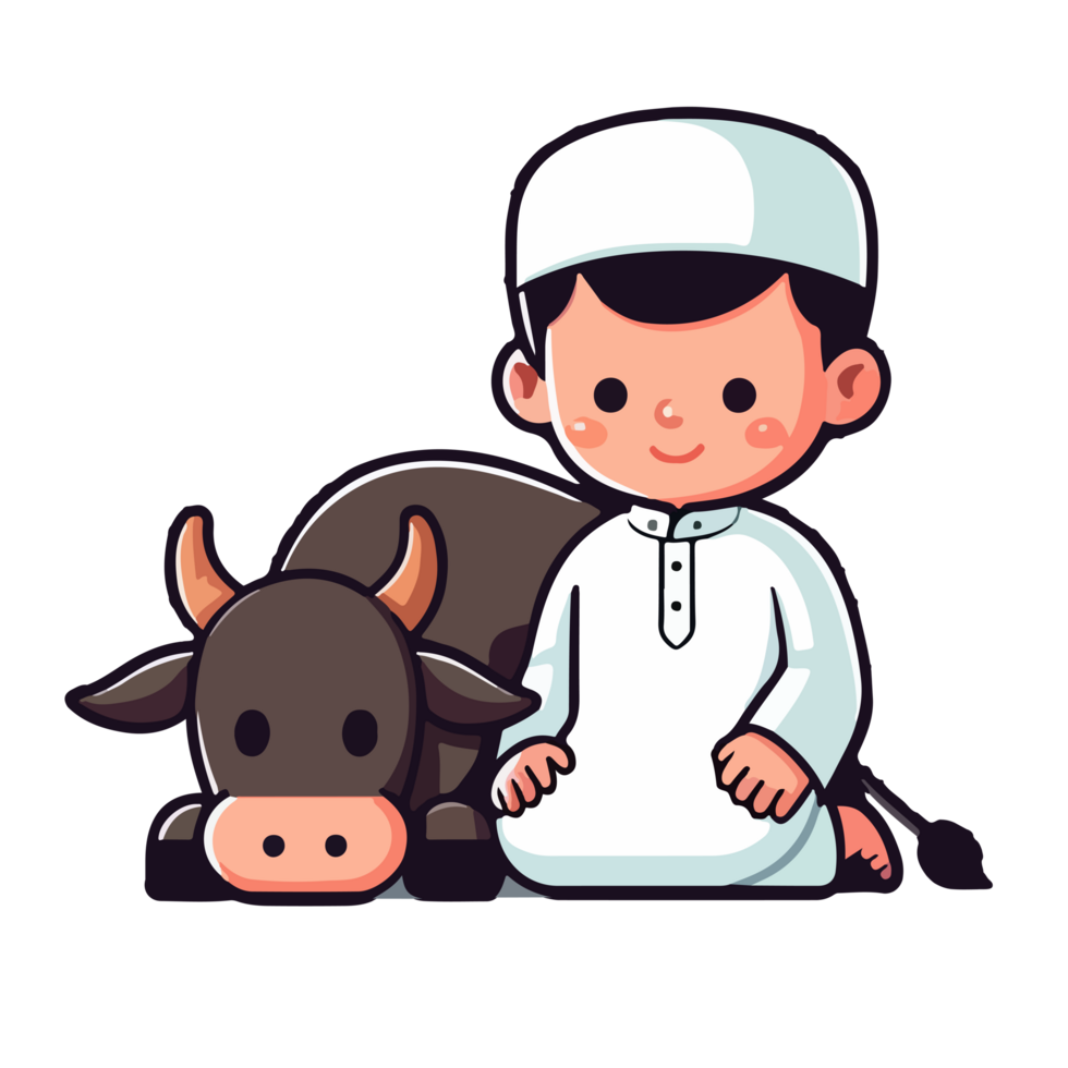 cartoon muslim Eid al adha on transparent background png