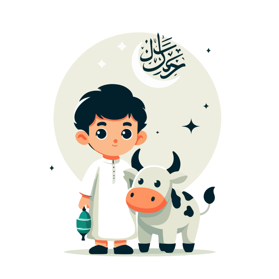 cartoon muslim Eid al adha on transparent background png