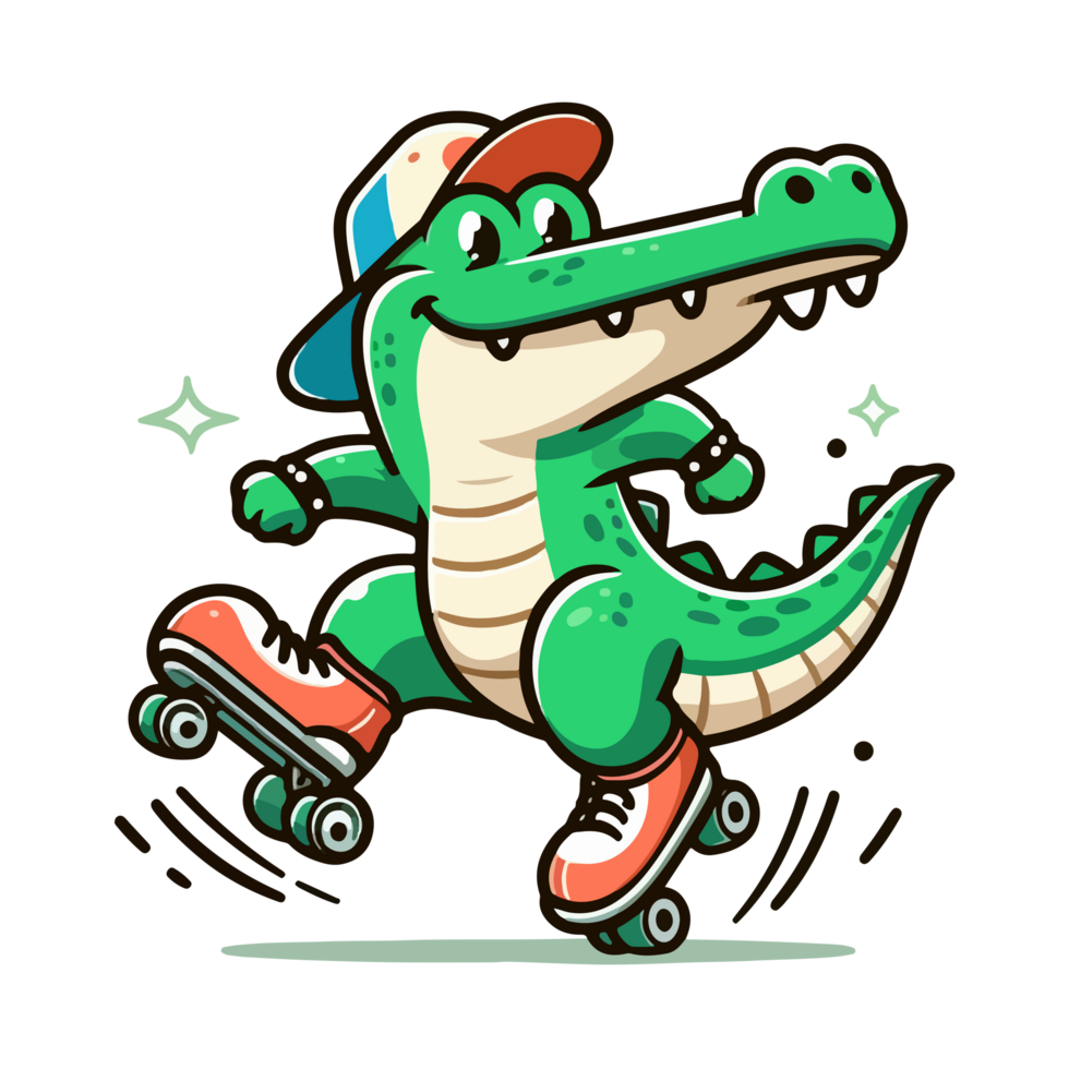 Dinosaur on roller skates png