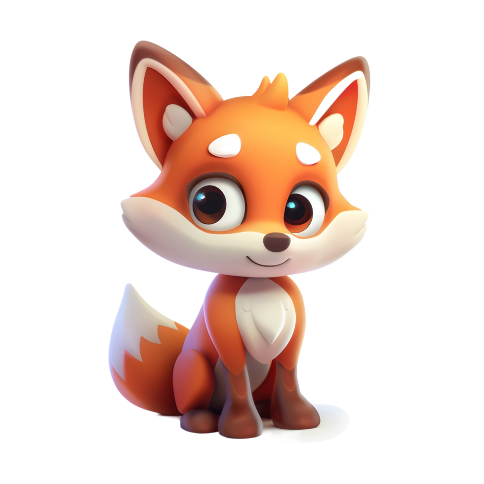 3D Cute Fox Mascot Character 44449052 PNG