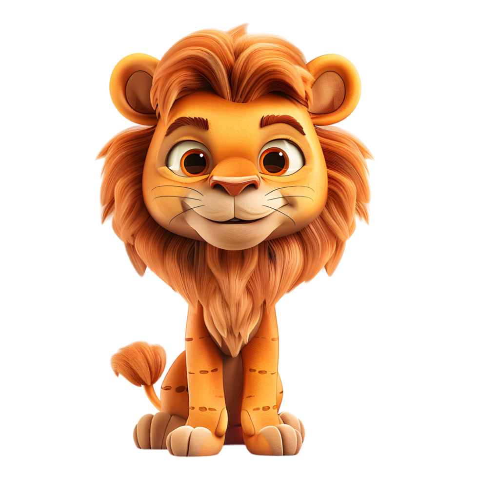 3D Cute Lion Mascot Character png