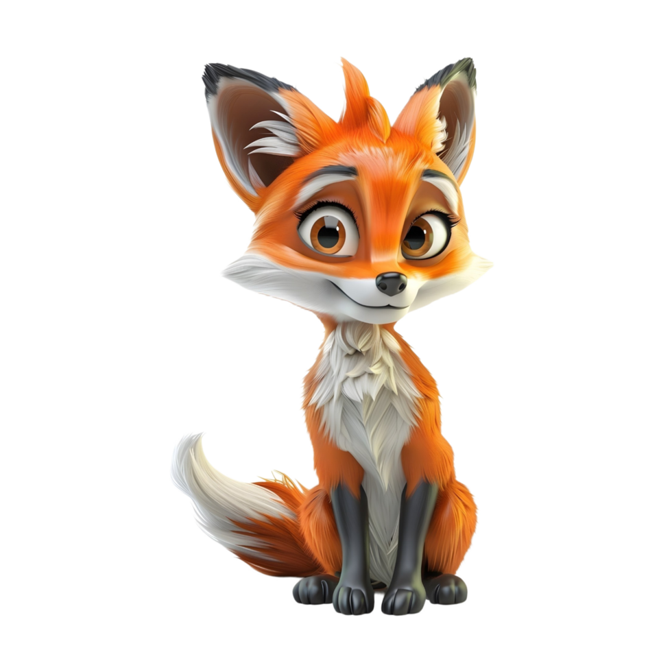 3D Cute Fox Mascot Character png