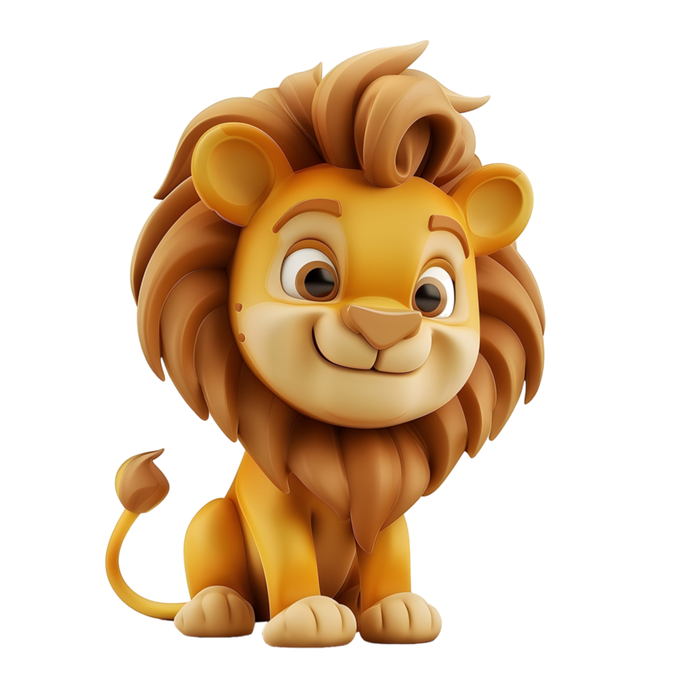 3D Cute Lion Mascot Character png