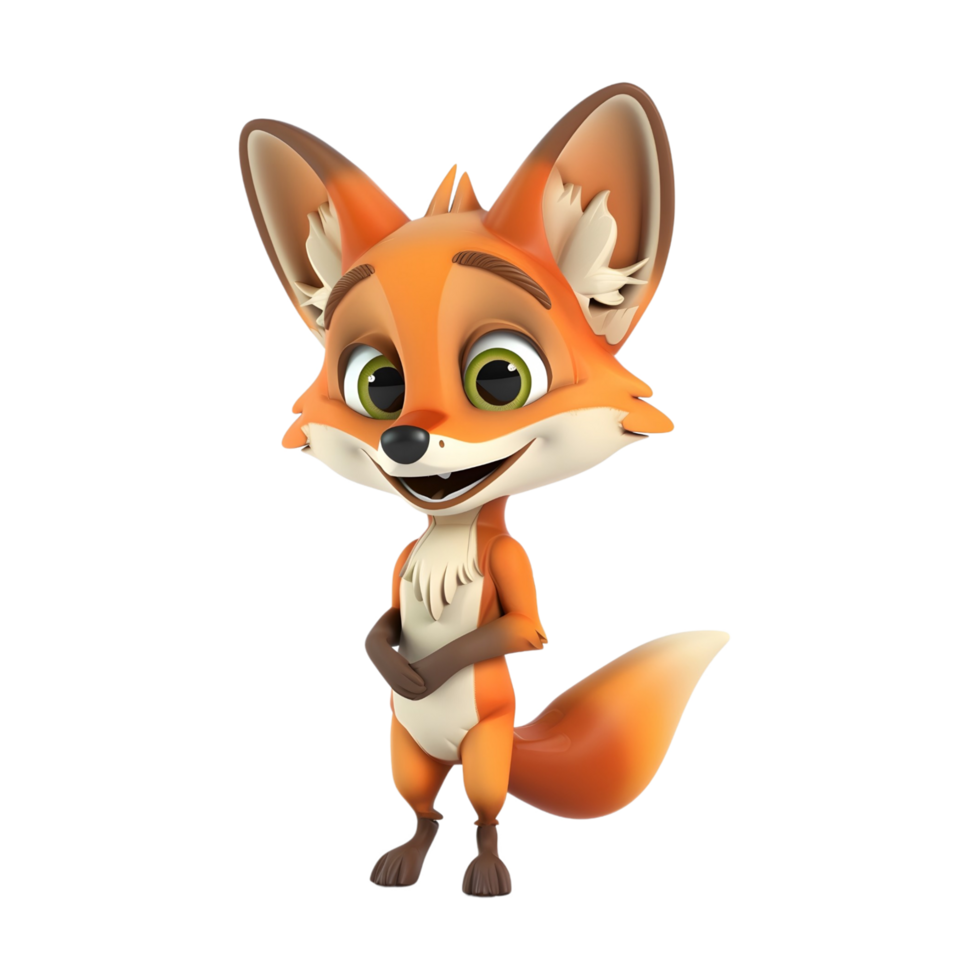 3D Cute Fox Mascot Character png