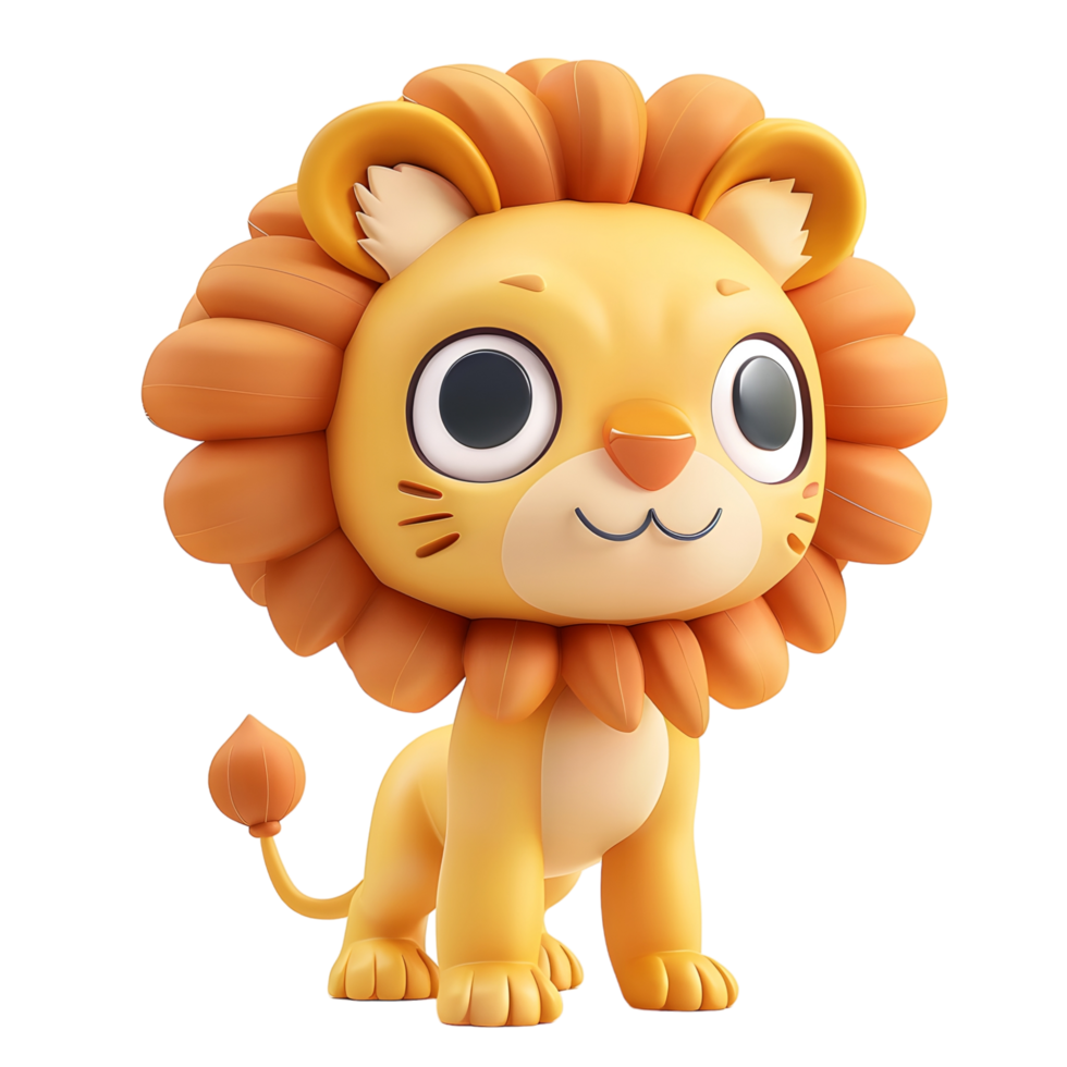 3D Cute Lion Mascot Character png