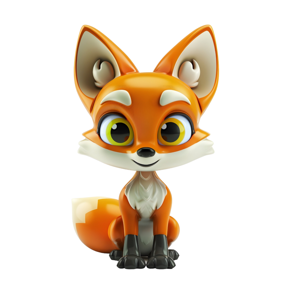 3D Cute Fox Mascot Character png