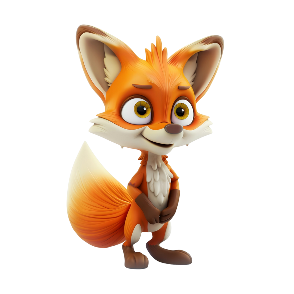 3D Cute Fox Mascot Character png