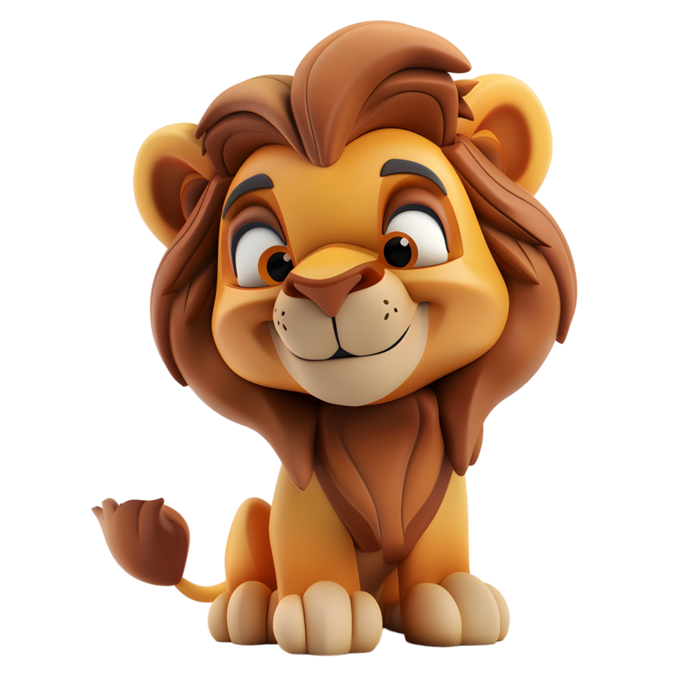 3D Cute Lion Mascot Character png