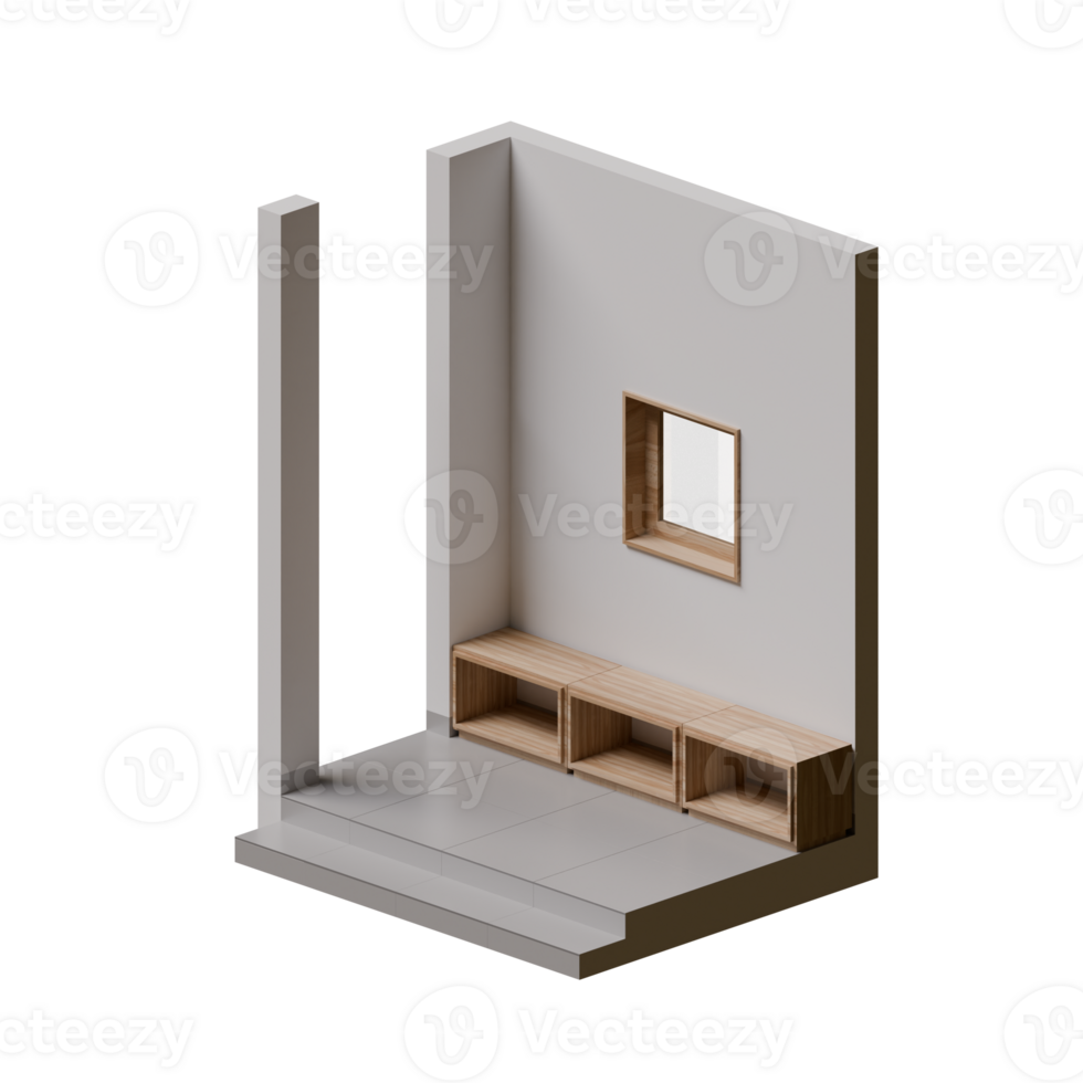 Isometric Terrace 3D Design Render Illustration png