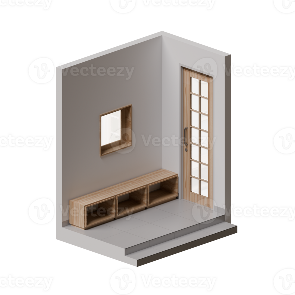 Isometric Terrace 3D Render Illustration png