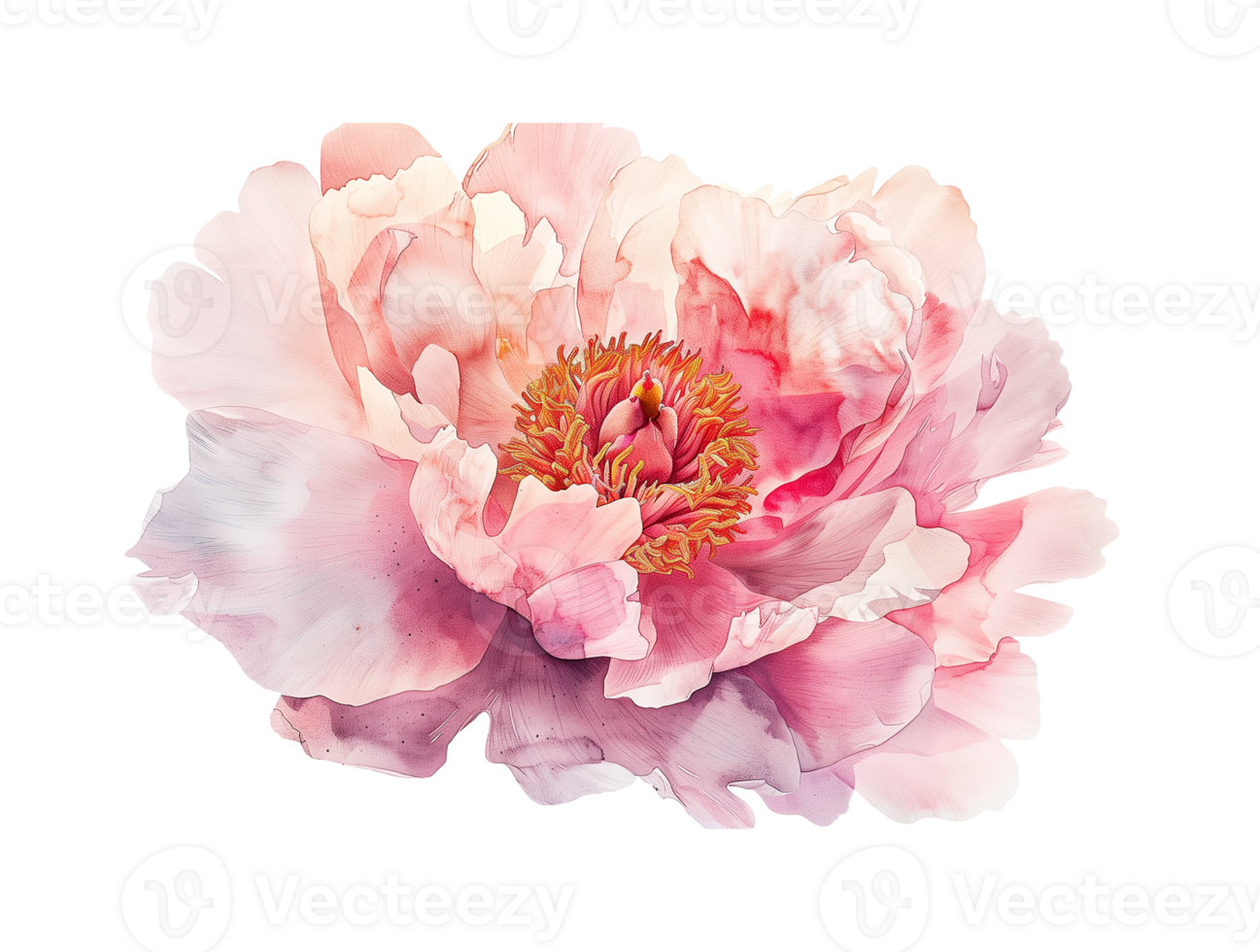 Watercolor beautiful pale pink peony flower isolated. Beautiful flower for wedding and invitation. png