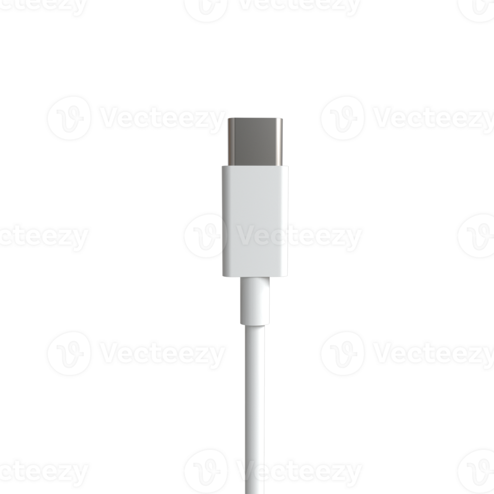 3D USB-C Type Cable Rendering - High-Quality Connectivity Visualization png
