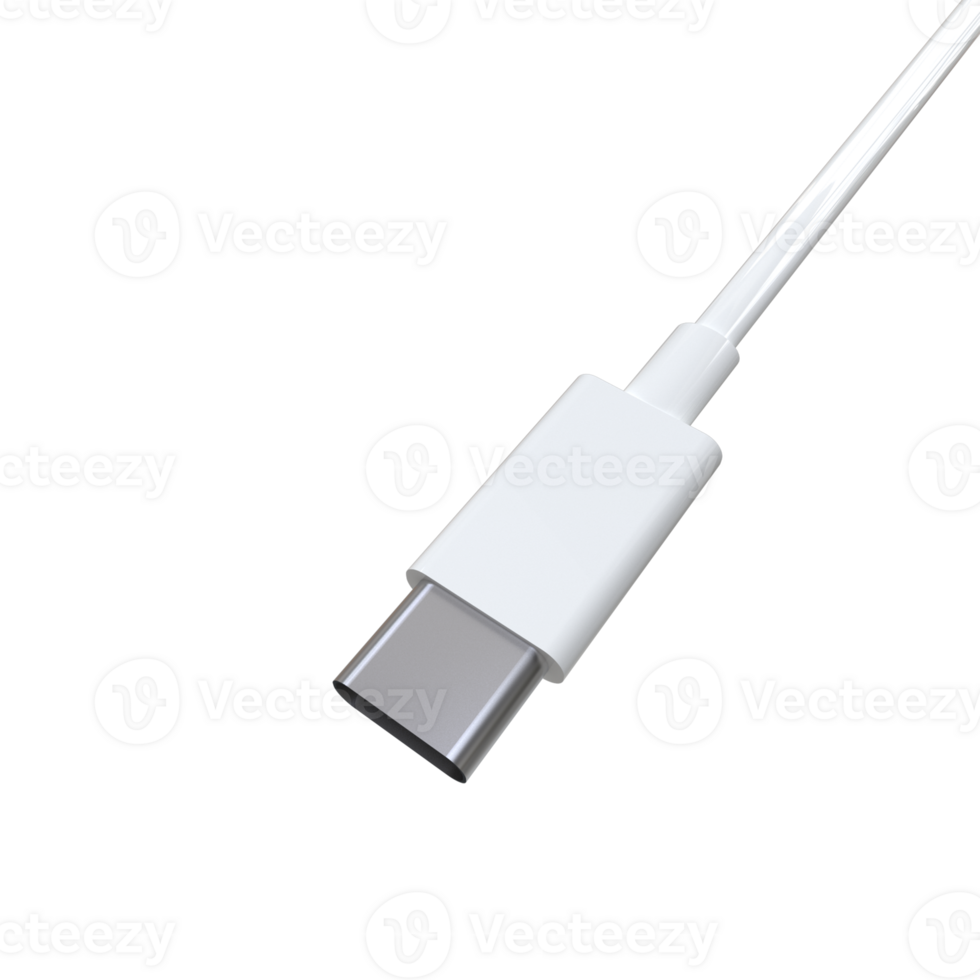 3D USB-C Type Cable Rendering - High-Quality Connectivity Visualization png