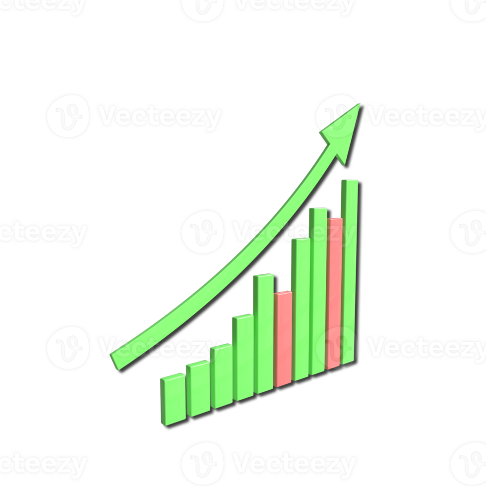3D Growing Business Info graphic - Positive Growth in Bar Chart png