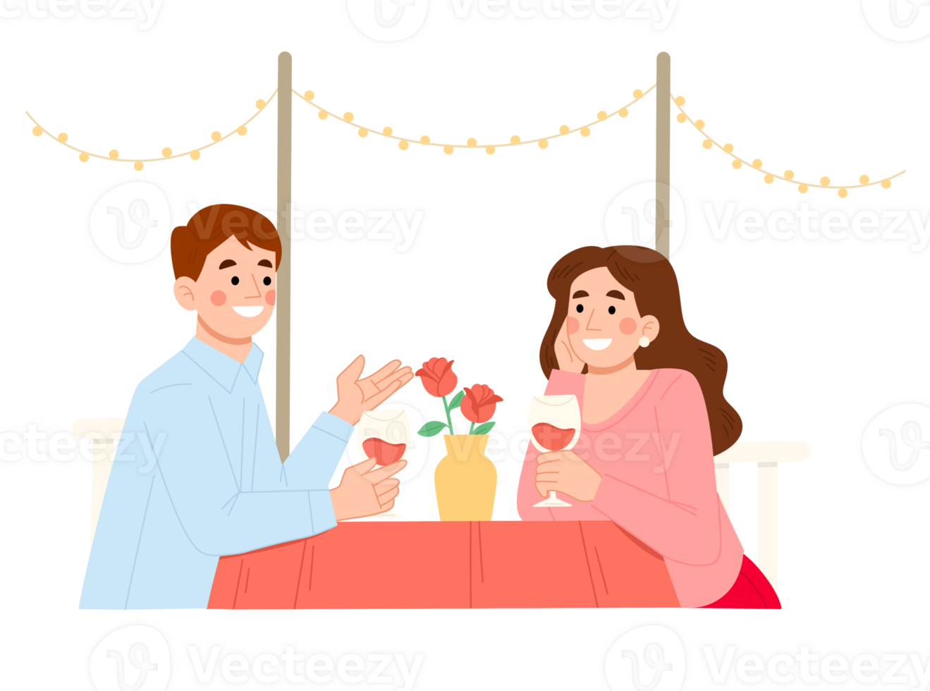 Romantic dinner couple cartoon illustration 44449465 PNG