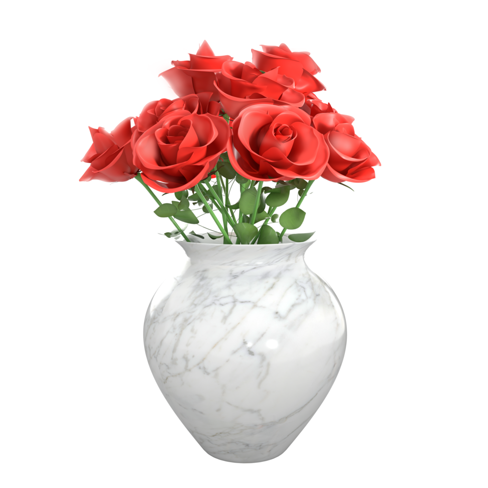 3d interpretazione rosso Rose vaso fiori png
