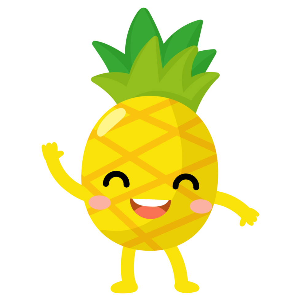 grappig ananas tekenfilm met armen en poten. fruit schattig png