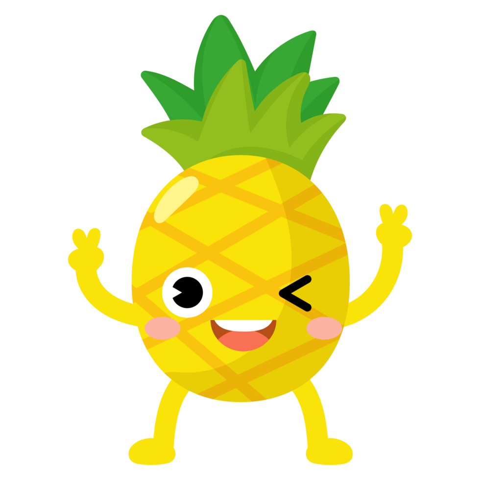 grappig ananas tekenfilm met armen en poten. fruit schattig png