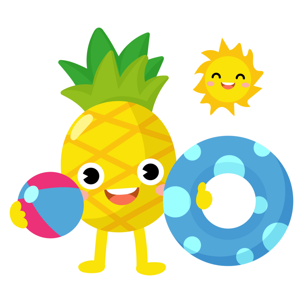 Summer Pineapple swim beach colorful rubber rings, fruit swimming ring png