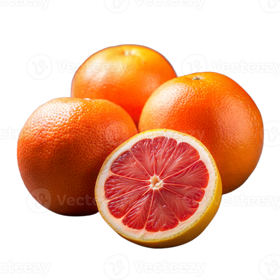 Fresh Citrus Fruits on a Transparent Background Featuring a Sliced Blood Orange png