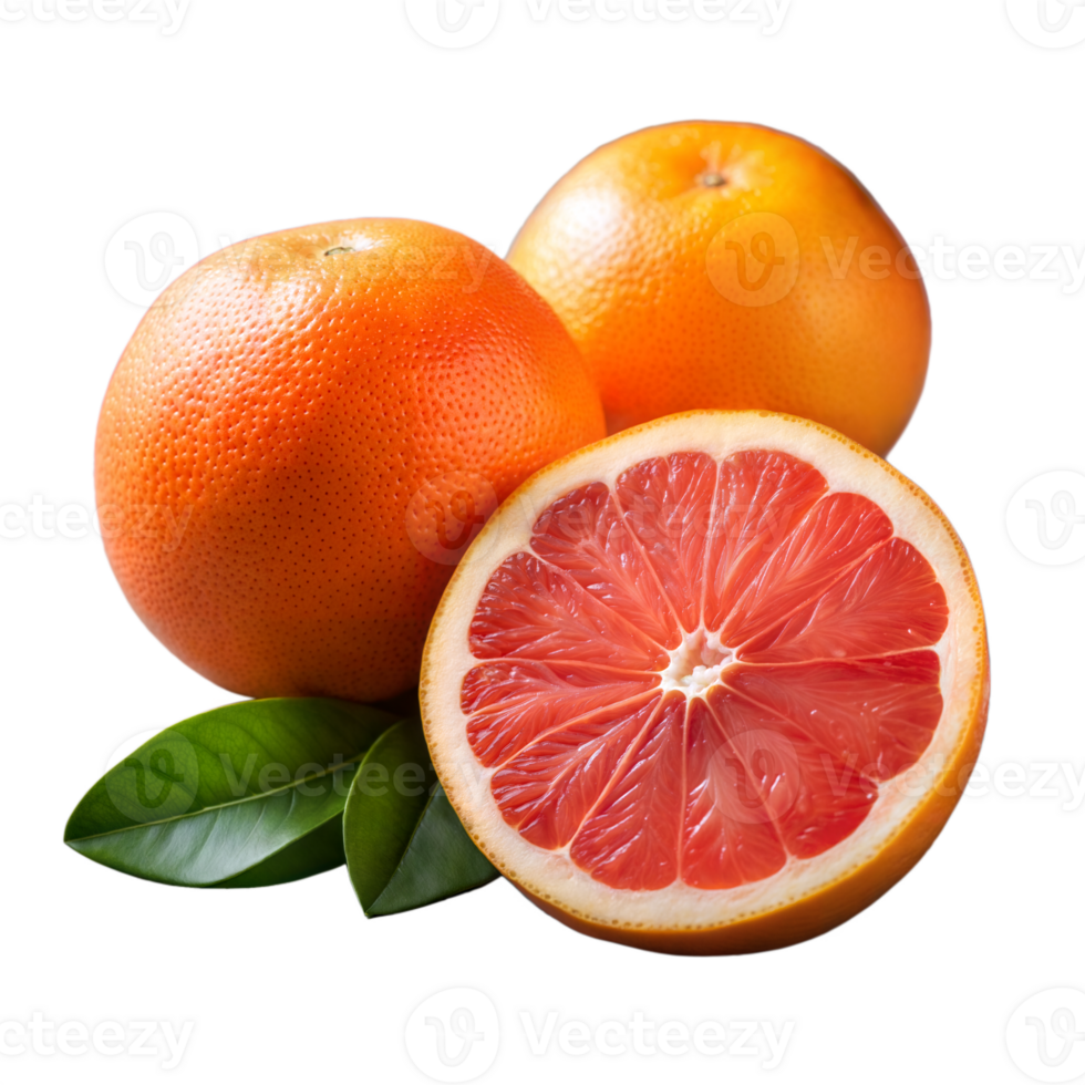 Fresh Grapefruit With Sliced Half and Whole Fruits on Transparent Background png