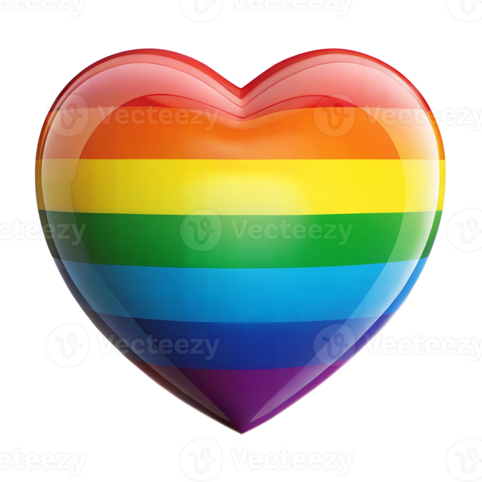 Vibrant Rainbow-Colored Heart Illustration Symbolizing Love and LGBTQ Pride png