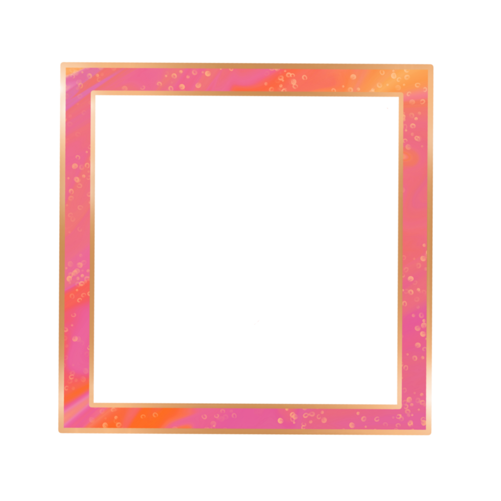 Abstract Orange and Pink Square Frame on a Transparent Background png