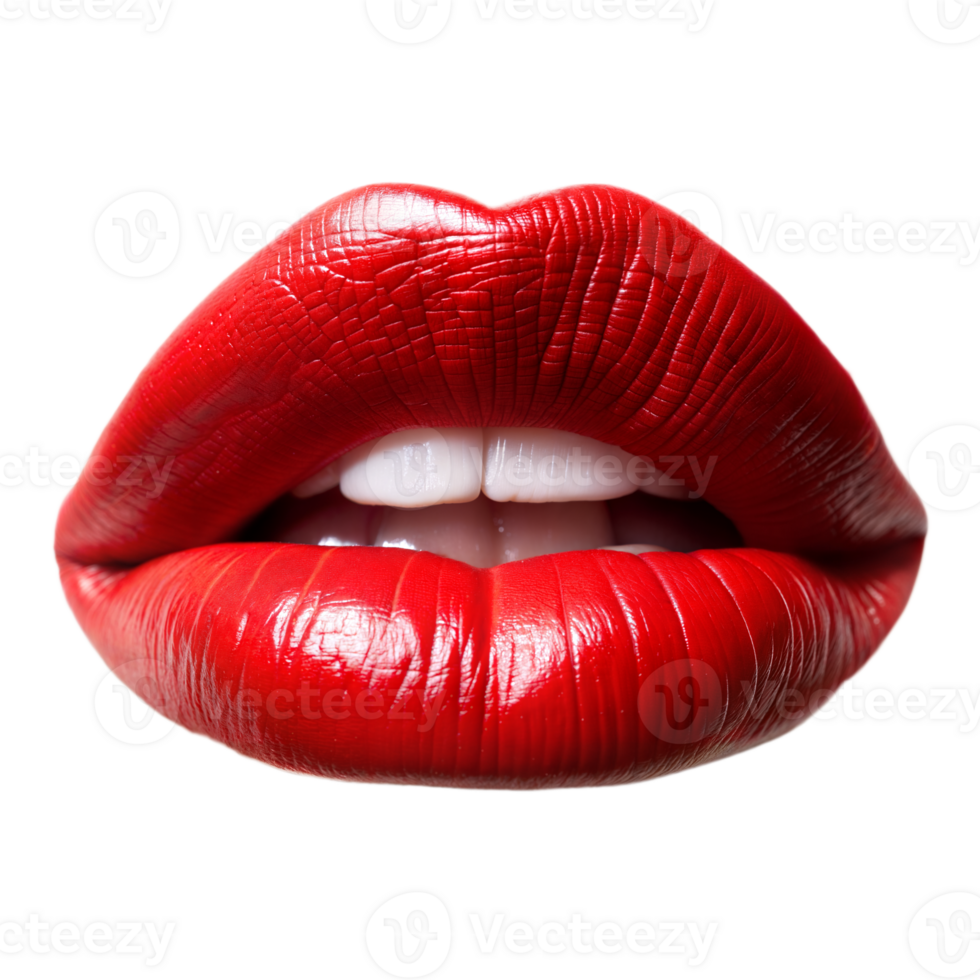 Womans Lips With Red Lipstick on Transparent Background png