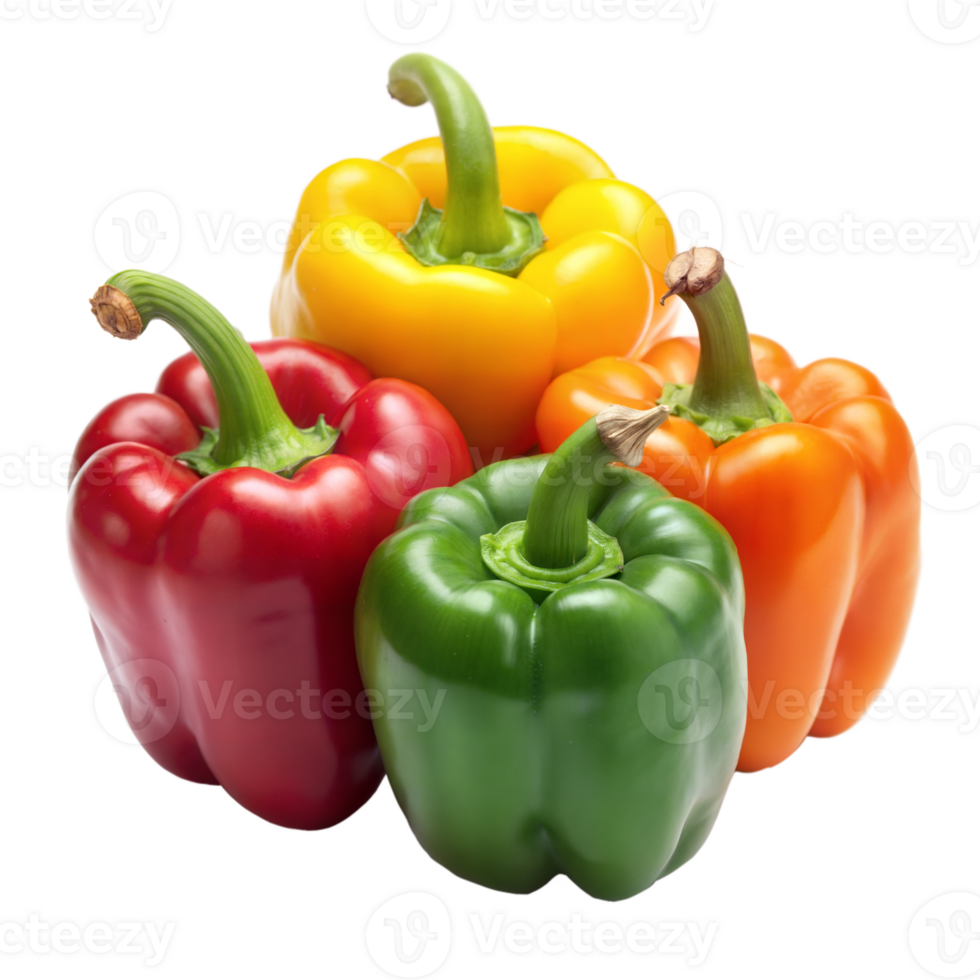 Colorful Peppers Group on Transparent Background png